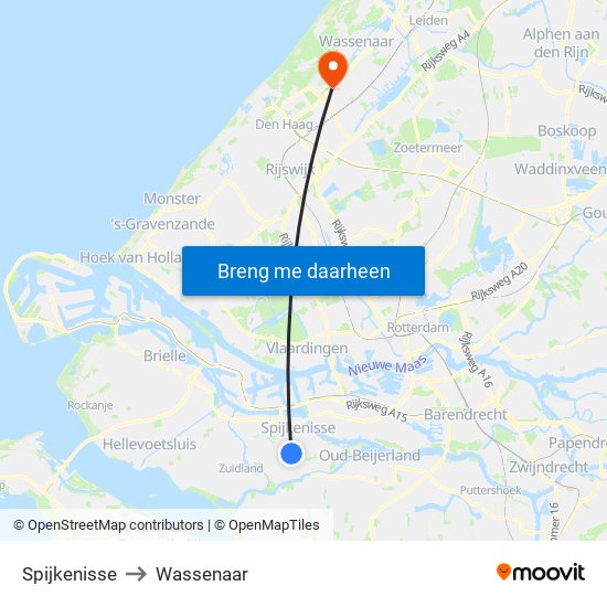 Spijkenisse to Wassenaar map
