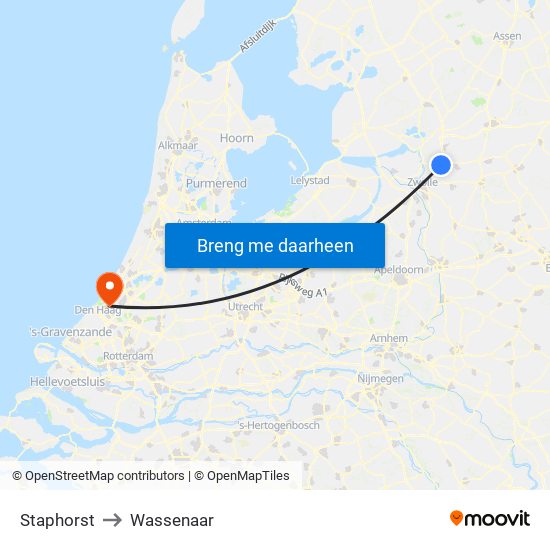 Staphorst to Wassenaar map