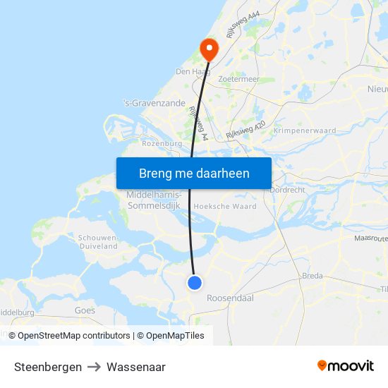 Steenbergen to Wassenaar map
