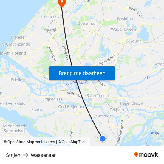 Strijen to Wassenaar map