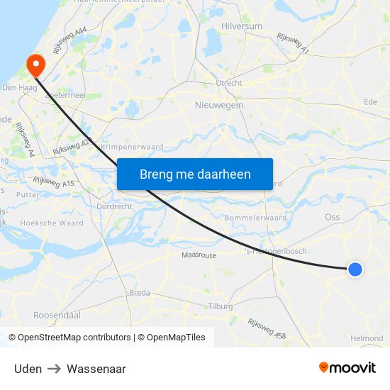 Uden to Wassenaar map
