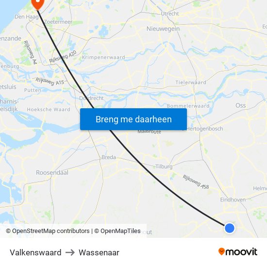 Valkenswaard to Wassenaar map
