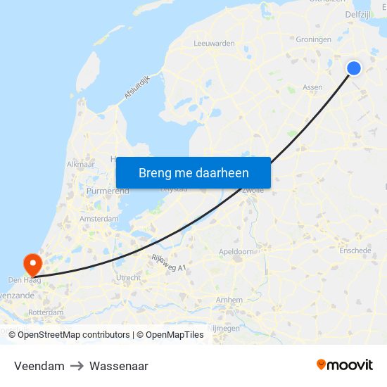 Veendam to Wassenaar map