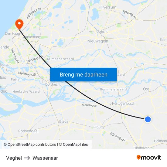 Veghel to Wassenaar map
