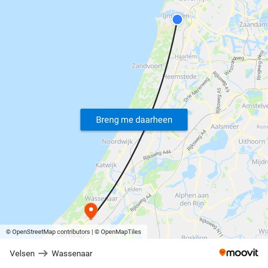 Velsen to Wassenaar map