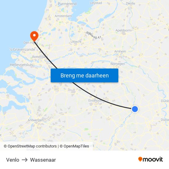 Venlo to Wassenaar map