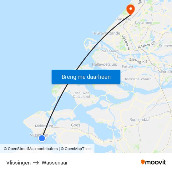 Vlissingen to Wassenaar map
