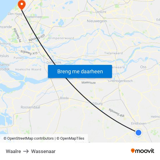 Waalre to Wassenaar map