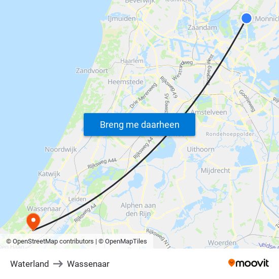 Waterland to Wassenaar map