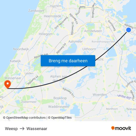 Weesp to Wassenaar map