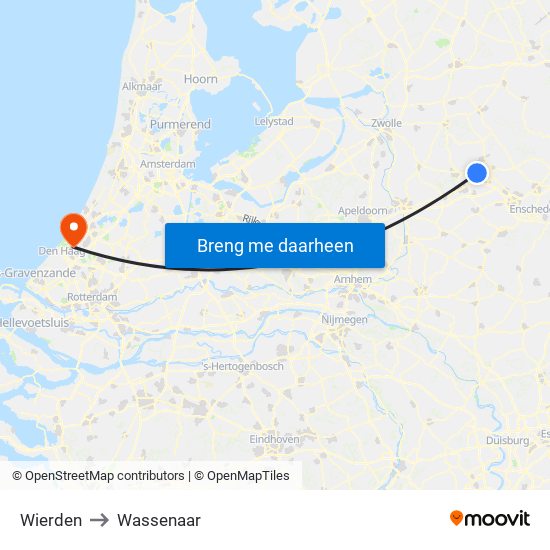 Wierden to Wassenaar map