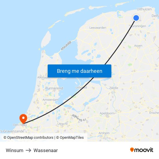 Winsum to Wassenaar map