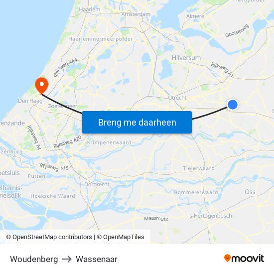 Woudenberg to Wassenaar map
