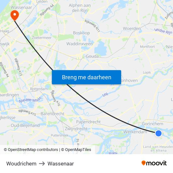 Woudrichem to Wassenaar map