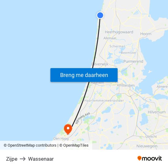 Zijpe to Wassenaar map