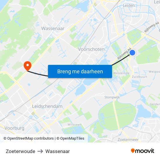 Zoeterwoude to Wassenaar map