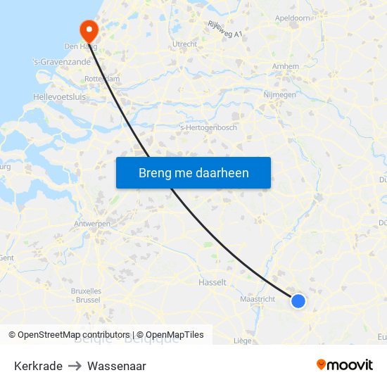 Kerkrade to Wassenaar map