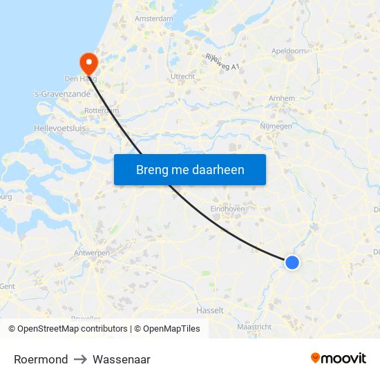 Roermond to Wassenaar map
