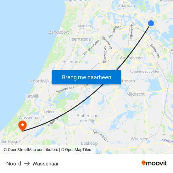 Noord to Wassenaar map