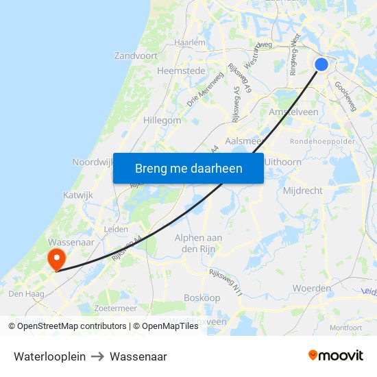 Waterlooplein to Wassenaar map