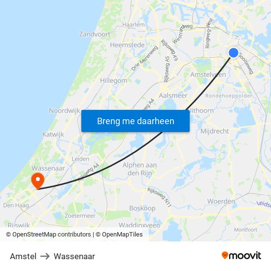 Amstel to Wassenaar map