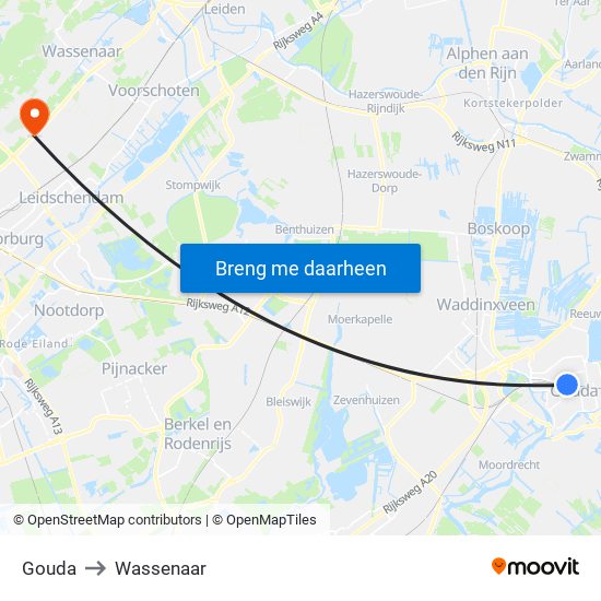 Gouda to Wassenaar map