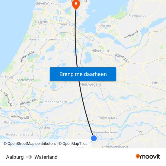 Aalburg to Waterland map