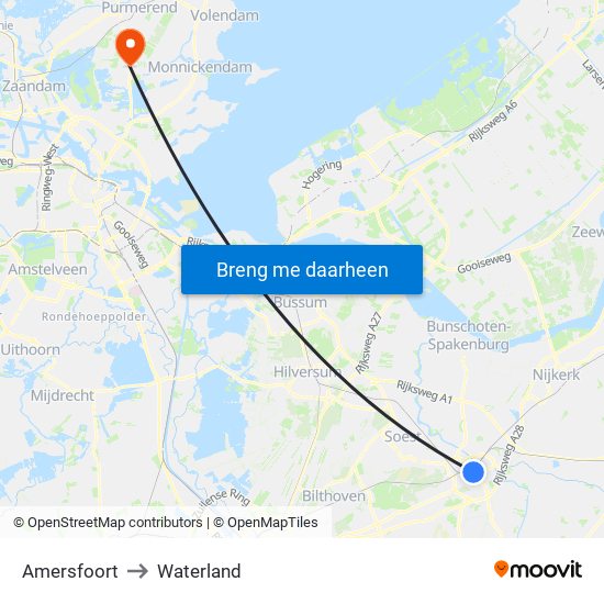 Amersfoort to Waterland map