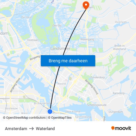 Amsterdam to Waterland map