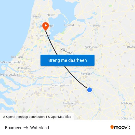 Boxmeer to Waterland map