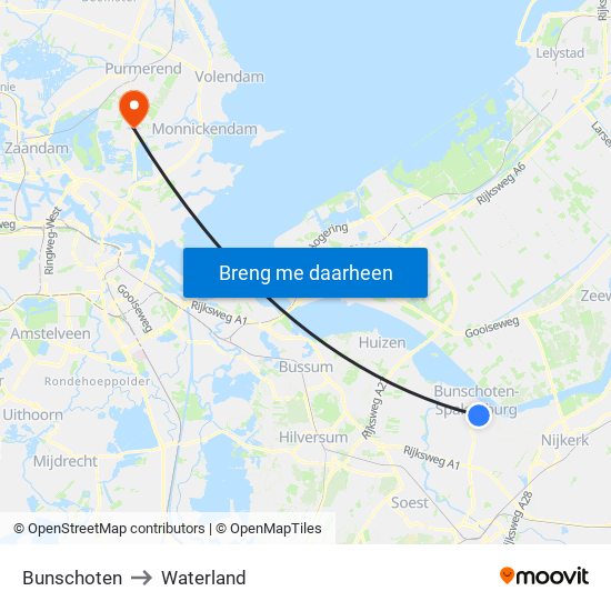 Bunschoten to Waterland map