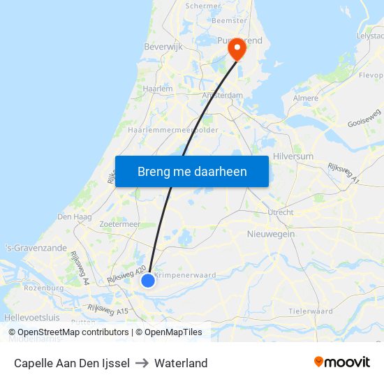 Capelle Aan Den Ijssel to Waterland map