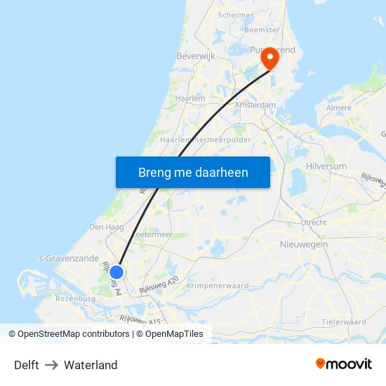 Delft to Waterland map