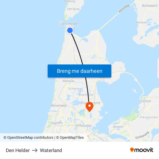 Den Helder to Waterland map