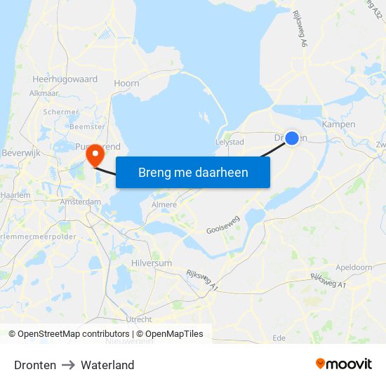 Dronten to Waterland map