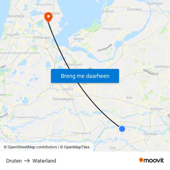 Druten to Waterland map