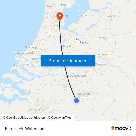 Eersel to Waterland map