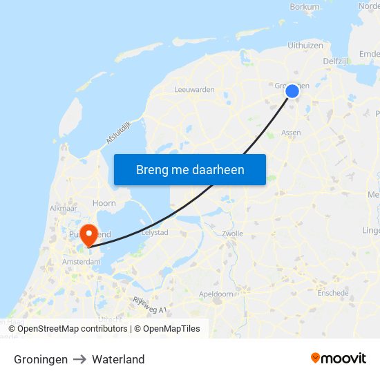 Groningen to Waterland map