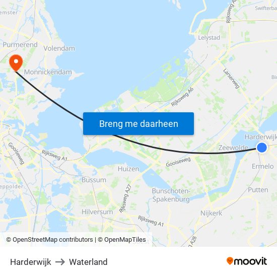 Harderwijk to Waterland map
