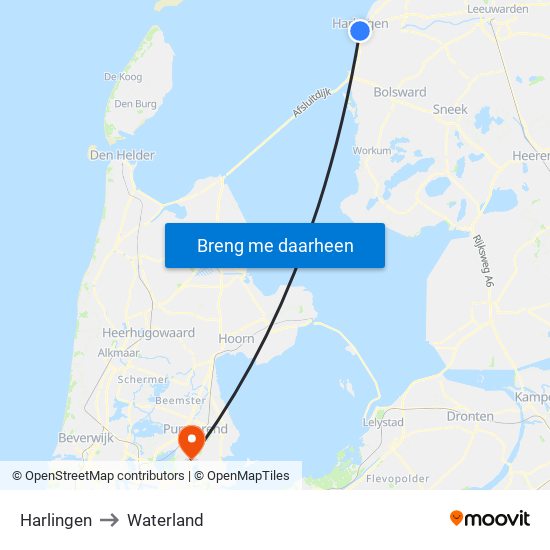 Harlingen to Waterland map