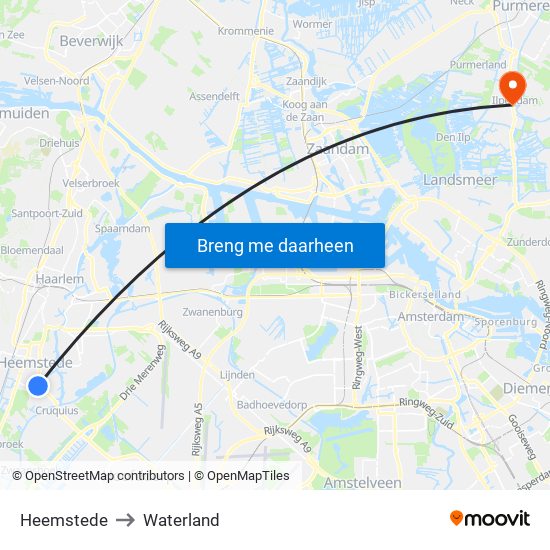 Heemstede to Waterland map