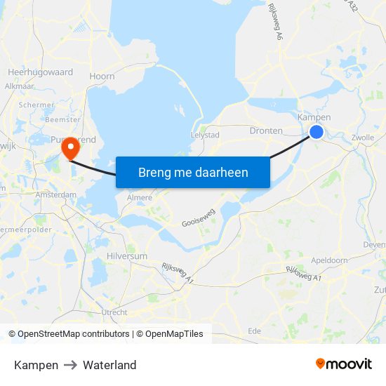 Kampen to Waterland map