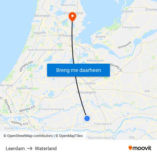 Leerdam to Waterland map