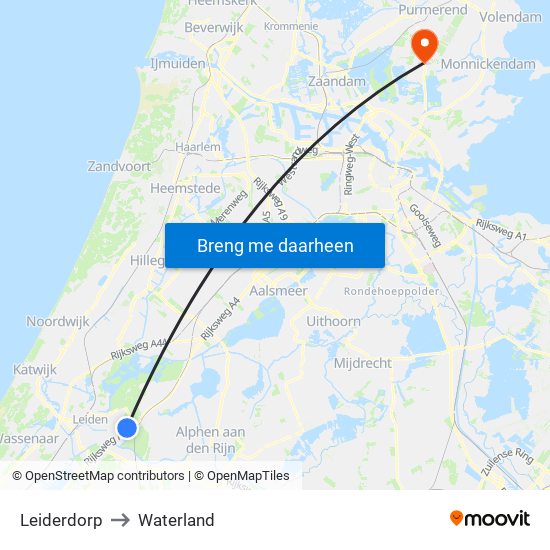 Leiderdorp to Waterland map