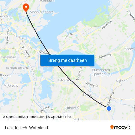 Leusden to Waterland map