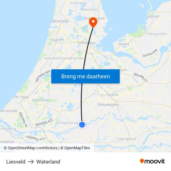 Liesveld to Waterland map