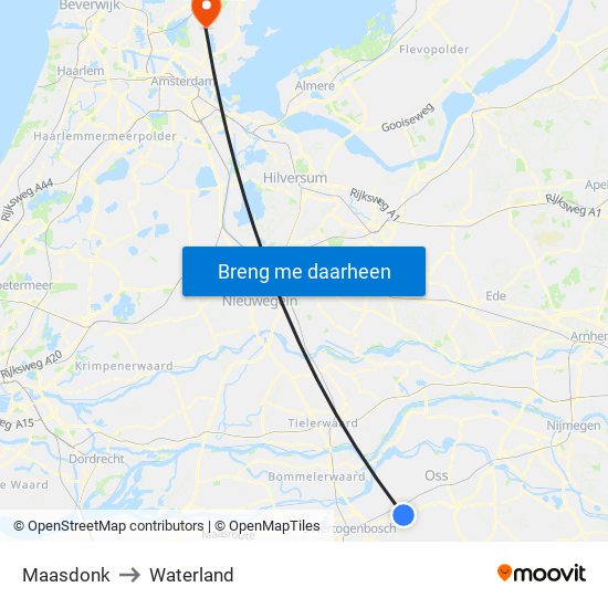 Maasdonk to Waterland map