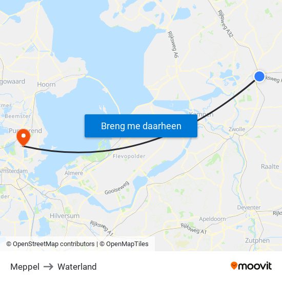 Meppel to Waterland map