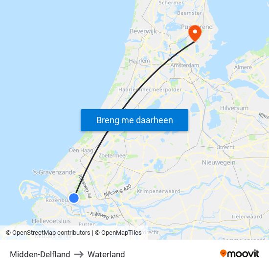 Midden-Delfland to Waterland map