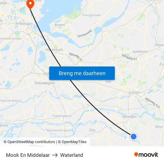 Mook En Middelaar to Waterland map